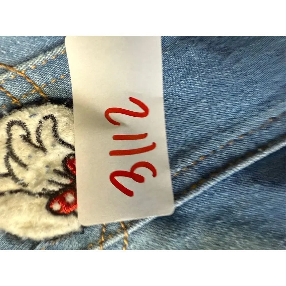 Minnie Mouse Disney Tutu Couture Girls Jean Jacket Blue Stretch Flap Pockets 10
